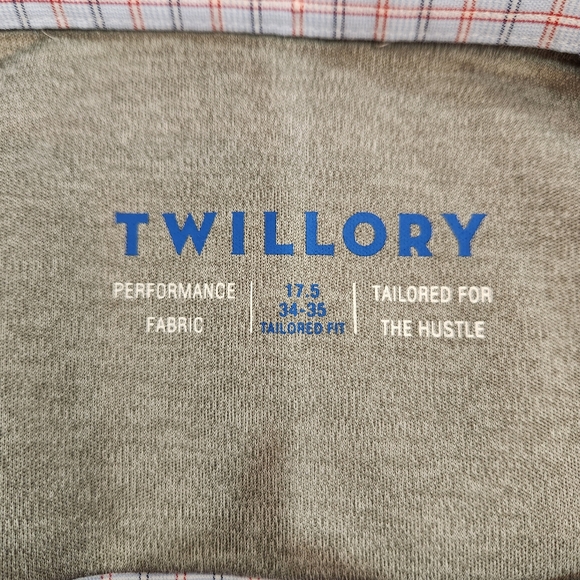 Twillory Performance Mens Shirt Sz 17.5 34-35 Tailored Fit Blue Gingham NWOT - Picture 4 of 15